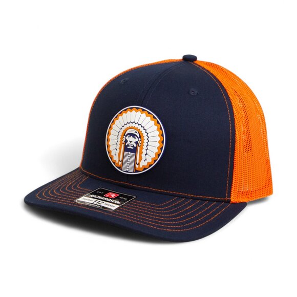 Illinois Fighting Illini Chief Illiniwek 3D Snapback Trucker Hat- Navy/ Orange - Picture 1 of 3